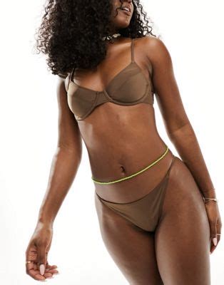 Monki V Shape Bikini Brief In Chocolate Brown Asos