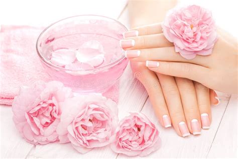 Serenity And Style French Manicure And Pedicure Delight Stock Image