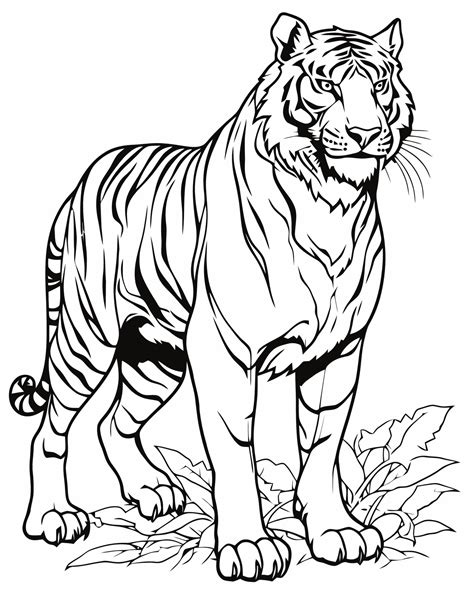 White tiger coloring page 23632825 Vector Art at Vecteezy