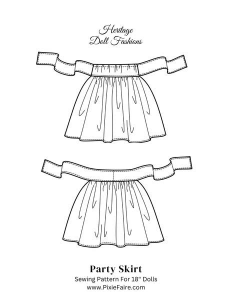 Party Skirt 18 Inch Doll Clothes Pattern Pdf Download