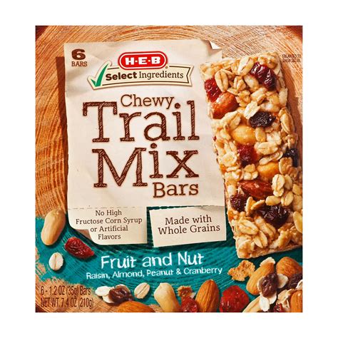 H E B Select Ingredients Chewy Fruit And Nut Trail Mix Bars Shop Granola And Snack Bars At H E B