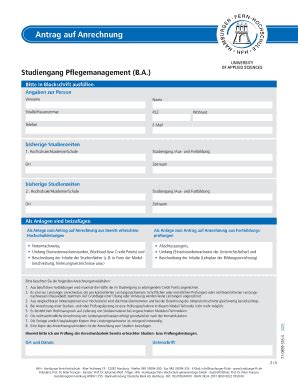 Ausfüllbar Online hamburger fh im Studiengang Pflegemanagement B Fax