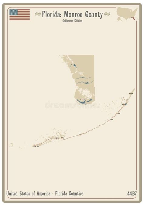 Map of Monroe County in Florida Stock Vector - Illustration of city ...