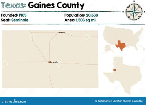 Map of Gaines County in Texas Stock Vector - Illustration of formula ...