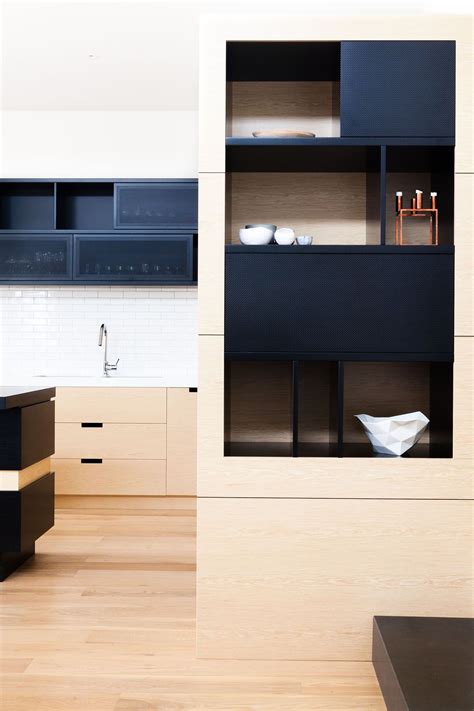 Light Wood Cabinets And Doors Mixed W Black Doors Kitchen Dinning Room