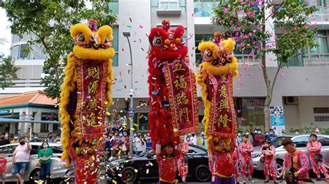 新加坡獅城揚威文化团 Singapore YangWei Lion Dance Cai Qing Performance on 01 05