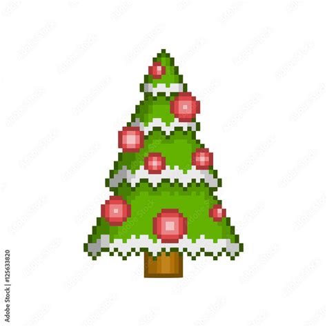 Pixel art christmas tree with ornaments Stock Vector | Adobe Stock