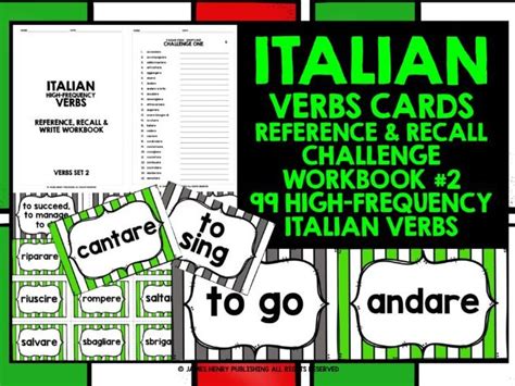 Italian Verbs Cards 2 Teaching Resources