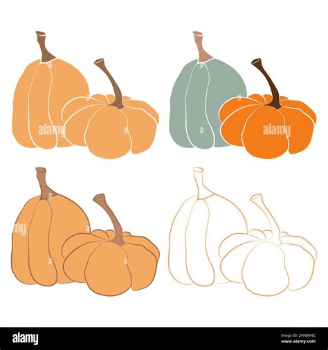 Pumpkin Icon Vector Illustration Set Autumn Halloween Or Thanksgiving