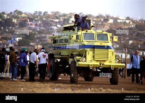 A South African Police Caspir Or Armoured Car On Patrol In The Durban