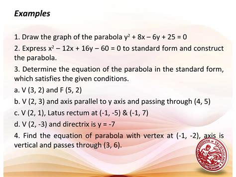 Lesson 8 Conic Sections Parabola Ppt Free Download