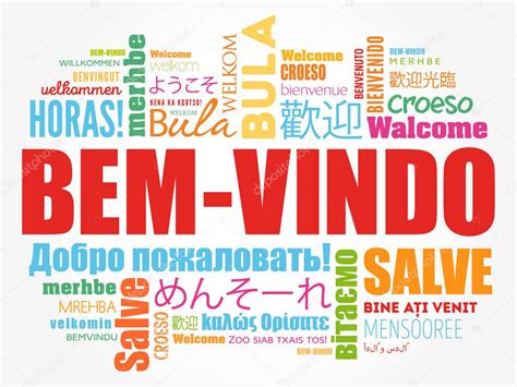 Bem Vindo Bienvenido Portugués Nube Palabras Diferentes Idiomas Fondo