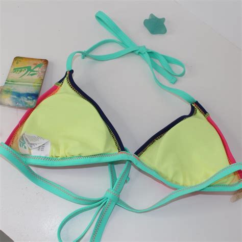 Triangle Bikini Top Pink And Blue Bikini Gem