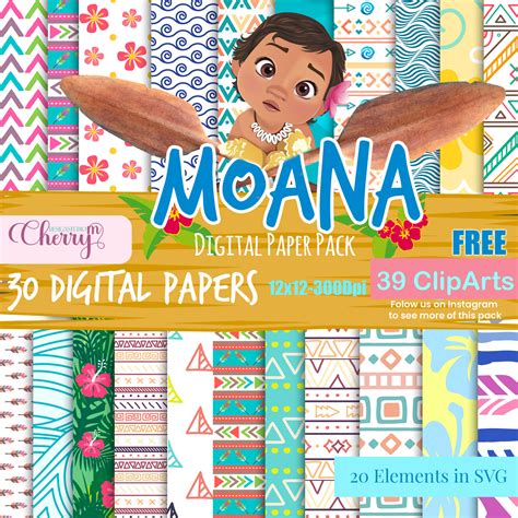 Moana Inspired Digital Paper Moana Princess Moana Free Clip Etsy