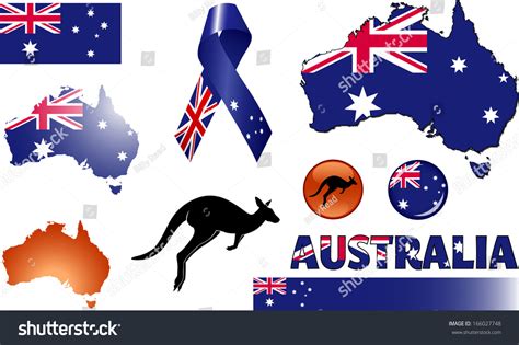 Australia Icons Set Vector Graphic Images Stock Vector 166027748