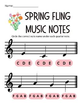 Spring Fling Beginner Treble Clef By Amber Waldron Studios TPT