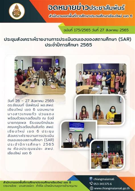 ประชมสงเคราะหรายงานการประเมนตนเองของสถานศกษา SAR ประจำปการศกษา