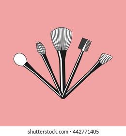 Beauty Salon Badge Makeup Brushes Logo Stock Vector Royalty Free