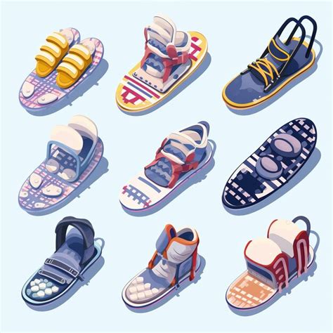 Premium Ai Image Illustration For Cute Flat Snow Shoe Icons Set