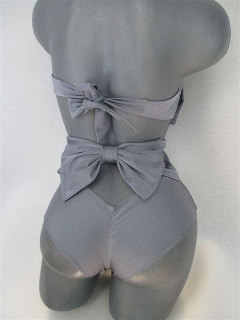 High Waist Sexy Bikini Bottom Cheeky Brazilian Bow Back Etsy