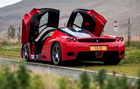 Wallpaper Ferrari, Ferrari Enzo, Enzo, rear view, butterfly doors ...