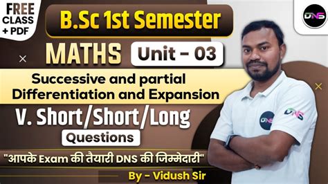 Bsc St Semester Maths Unit Rd Successive And Partial Differentiation