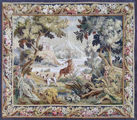 Proantic La Chasse Au Cerf Charmante Tapisserie Verdure D Aubusson