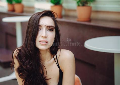 Beauty Portrait Of Sensual Girl With Nude Makeup Beautiful Brunette Lady With Bright Pink