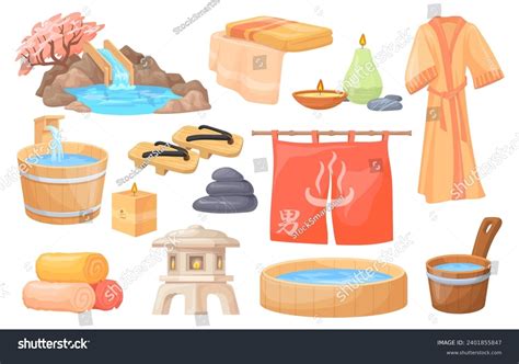Japanese Hot Spring Onsen Lifestyle Spa Stock Vector Royalty Free 2401855847 Shutterstock
