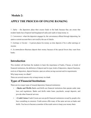 Banking And Financial Institution Module Module Banking And