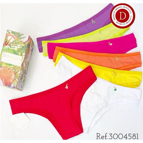 Kit 7 Calcinhas Tropical Basica Em Microfibra Diamantes Lingerie