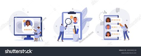 Hiring Illustration Set Hr Managers Searching Stock Vector Royalty