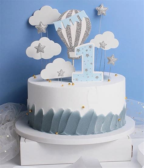 Hot Air Balloon 12 Piece Cake Topper Set Balloon Skydiving Hot Air Balloon Cake Cardstock