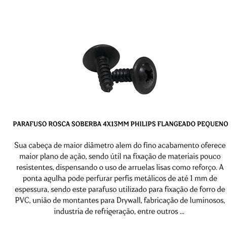 Parafuso Preto Philips Flangeado Pequeno X Mm Soberbo Resistente