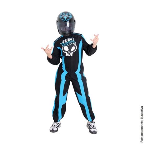 Fantasia Piloto Hot Wheels Luxo Capacete Azul Infantil