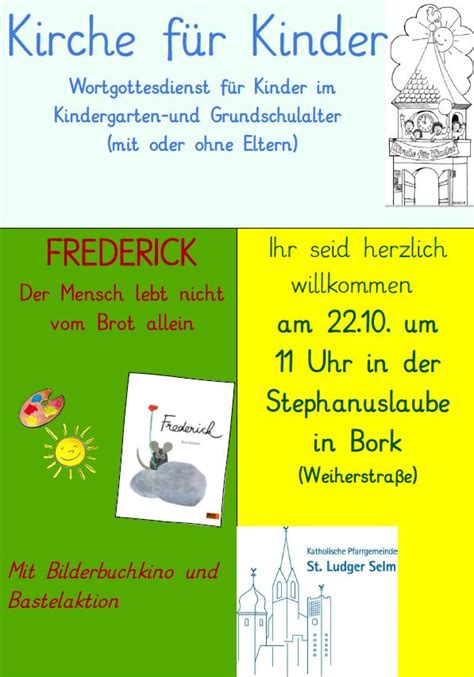 Kirche für Kinder am 22 10 2023 um 11 Uhr in der Stephanuslaube in Bork