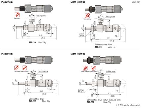 Mitutoyo-SERIES 148 - Locking-screw Type - Micrometer Heads