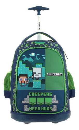 Mochila Escolar Chenson Minecraft Con Carro MC65900 9 Color Azul