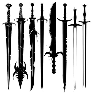 Swords Silhouette Collection Knight Symbol Longsword Png Transparent