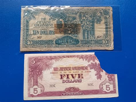 S Malaya Japanese Occupation Wwii War Five Dollars And Ten Dollars