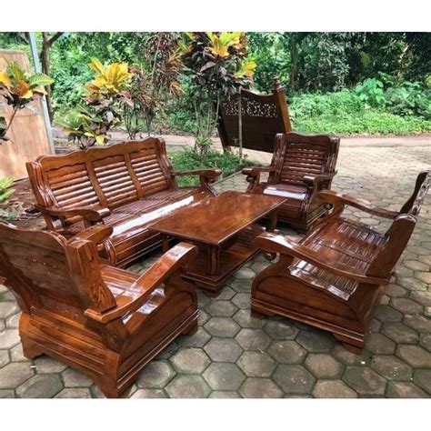 Jual SET KURSI TAMU SOFA JATI MODEL KURSI KAYU JATI UKURAN JUMBO