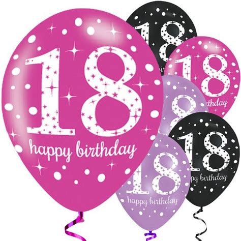 Happy 18th Birthday Pink Mix Latex Balloons - 11" (6pk) | Party Delights