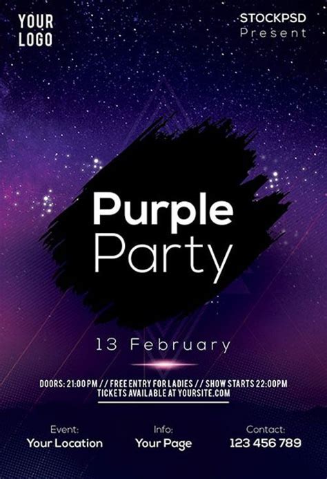 Check Out The Purple Party Club Free Flyer Template Only On