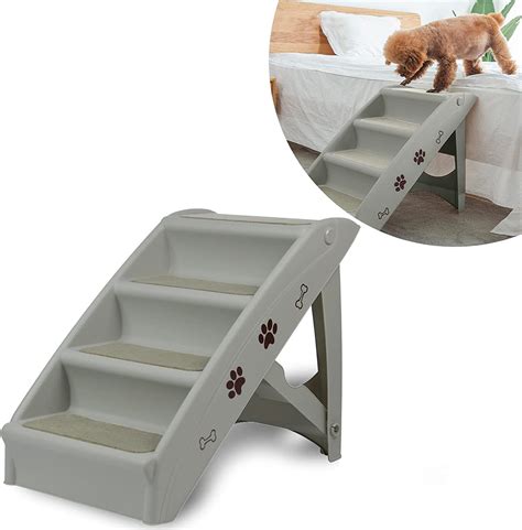 VA Cerulean Hundetreppe Hunderampe 4 Stufen Klappbar Haustiertreppe