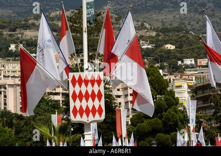 Monaco Flags Coat Of Arms Stock Photo Alamy