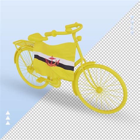 3d Bycycle Day Bandeira Brunei Darussalam Renderizando A Vista Direita