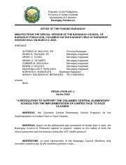 Resolution Barangay Docx Republic Of The Philippines Province Of