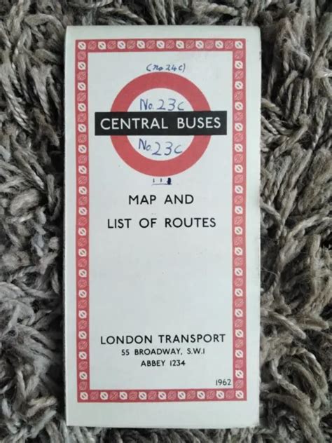 LONDON TRANSPORT MAP And List Of Routes Central Buses 1962 2 00