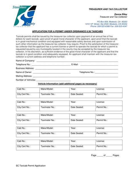 Stanislaus County California Application For A Permit Under Ordinance