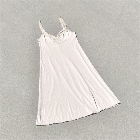 70s Vassarette Nude Silk Slip Midi Dress Size 34 Depop
